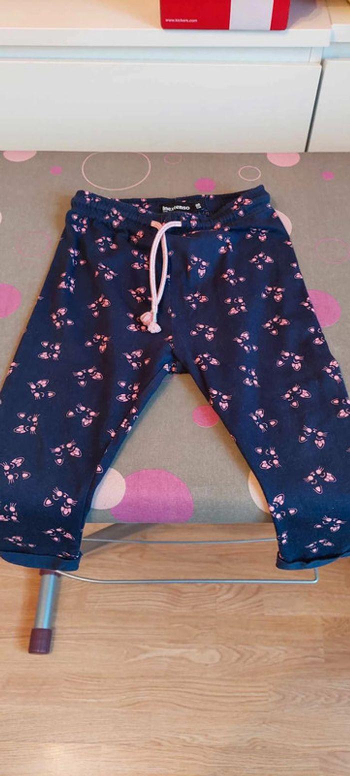 Joli pyjama 2 pièces bébé fille In Extenso 18 mois bleu marine "chat" très bon état - photo numéro 4