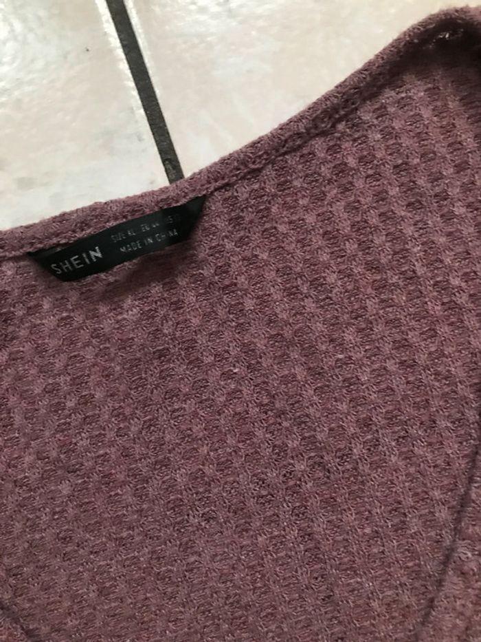 Pull col en V mailles fines mauve 44 🔷 - photo numéro 7