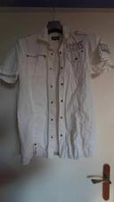 chemise manches courtes - chemisette  Cargo  taille 40 taille L blanc rayé et pressions