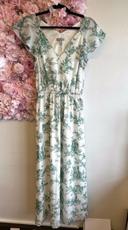 Robe longue H&M à motifs verts fleuris oiseaux, taille 36