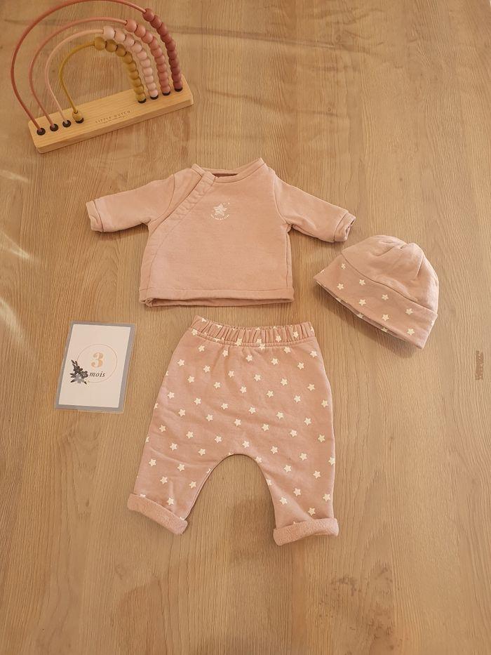 Ensemble naissance rose vertbaudet 3 mois étoile pantalon gilet et bonnet
#lilice223_troismois - photo numéro 10