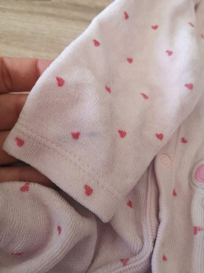 Pyjama velour Bébé 1 mois rose cœurs - photo numéro 8