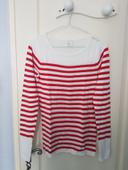 Pull rouge et blanc Camaieu T1