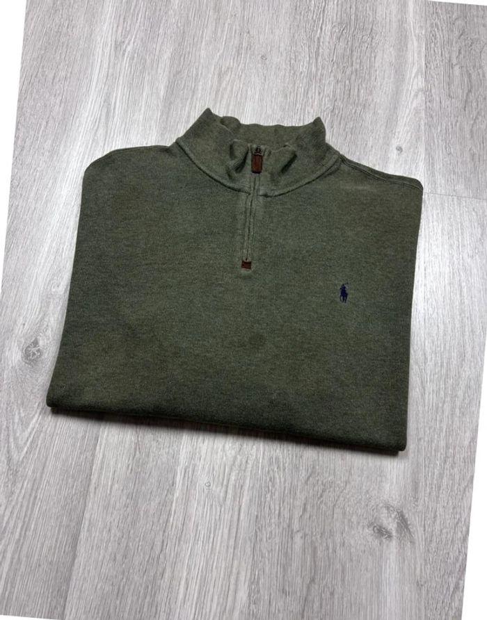 👕 Half Zip, Quart Zip, sweat col roulé à fermeture Ralph Lauren Kaki Taille XXL 👕 - photo numéro 1