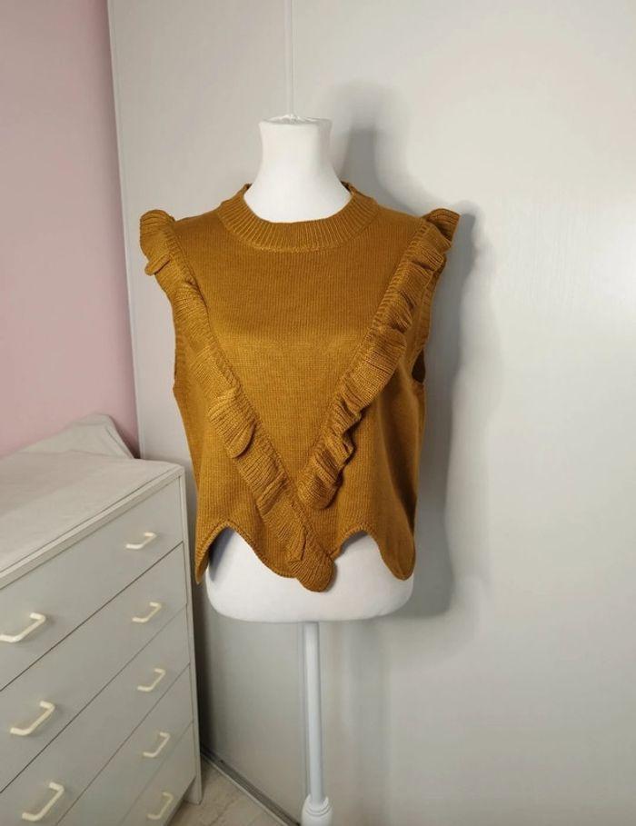 Pull léger marron sans manches femme taille 38/40 , M/ L 💛 - photo numéro 2