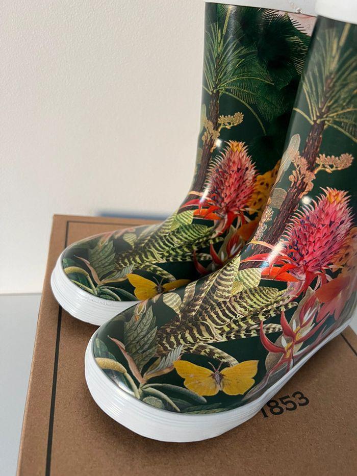 27 bottes pluie aigle fleurs vertes - photo numéro 3