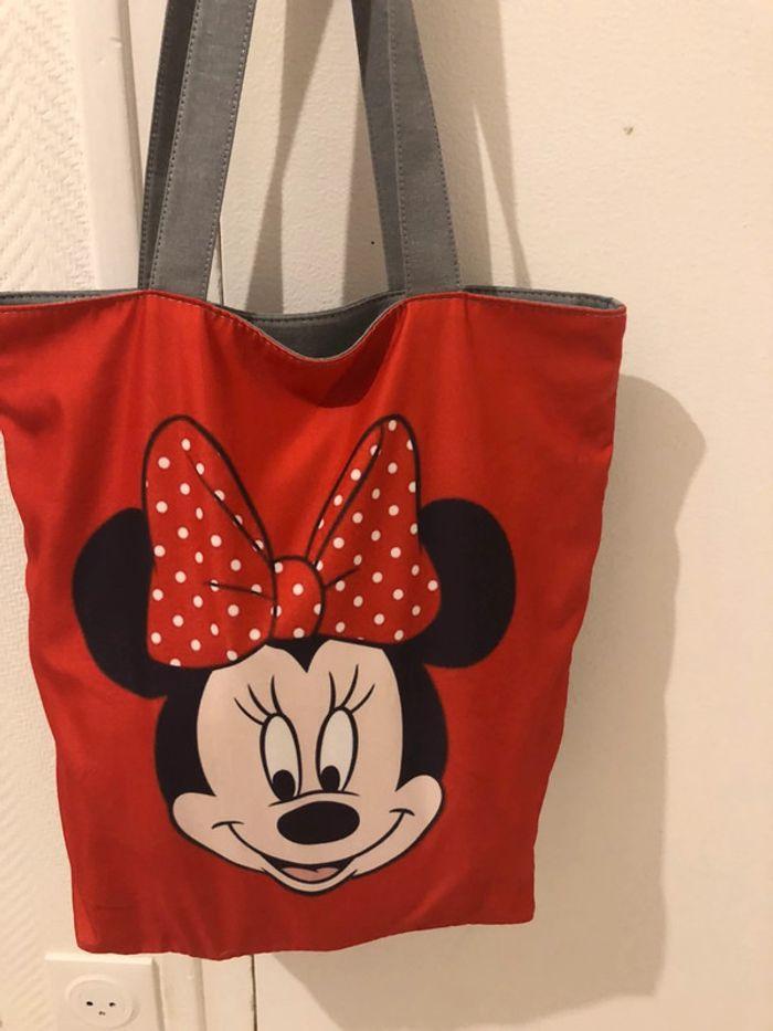 Sac tote bag en tissu très épais et solide avec fermeture zippée et tête de Minnie Mouse - photo numéro 12