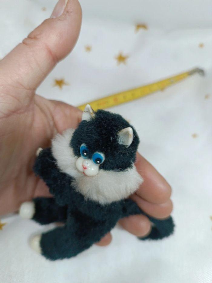 Chat cat petit mini small little noir black blanc white clip vintage sylvester 80 ancien yeux bleu - photo numéro 2