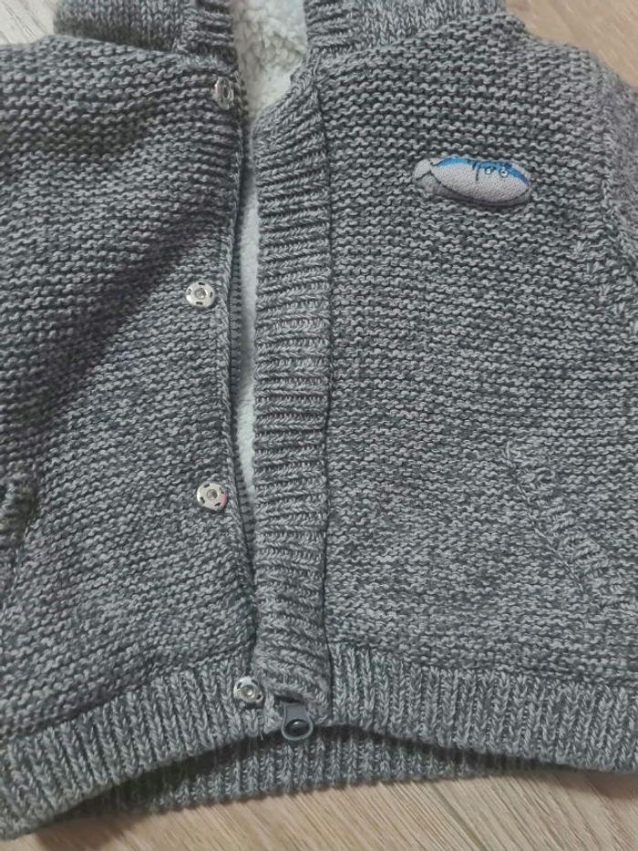 Gilet manteau epais pour l'hiver gris chiné 6 mois DPAM - photo numéro 4