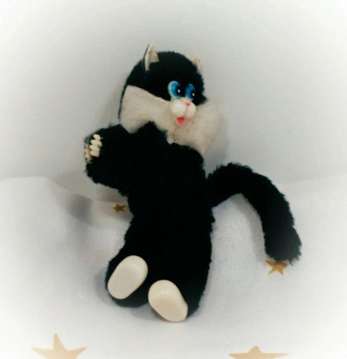 Chat cat petit mini small little noir black blanc white clip vintage sylvester 80 ancien yeux bleu - photo numéro 11