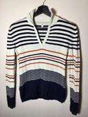 Pull pour femme col en v Tommy Hilfiger rayures horizontales taille S 068