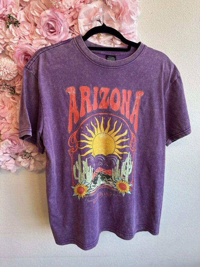 T-shirt lila imprimé "Arizona" taille XS loose - photo numéro 1