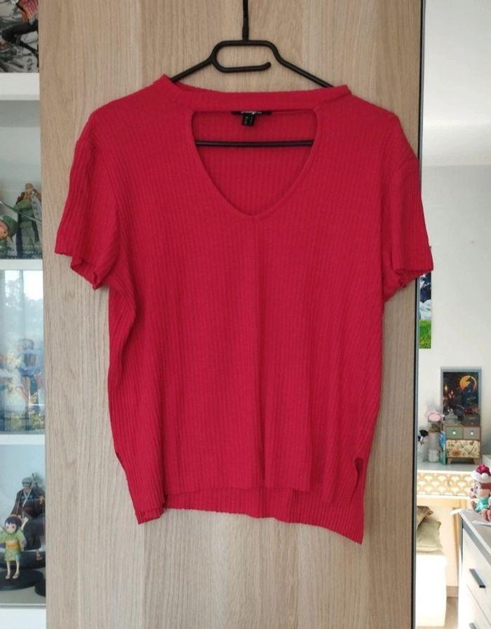 Tee-shirt côtelé rouge Jennyfer - Taille L 40