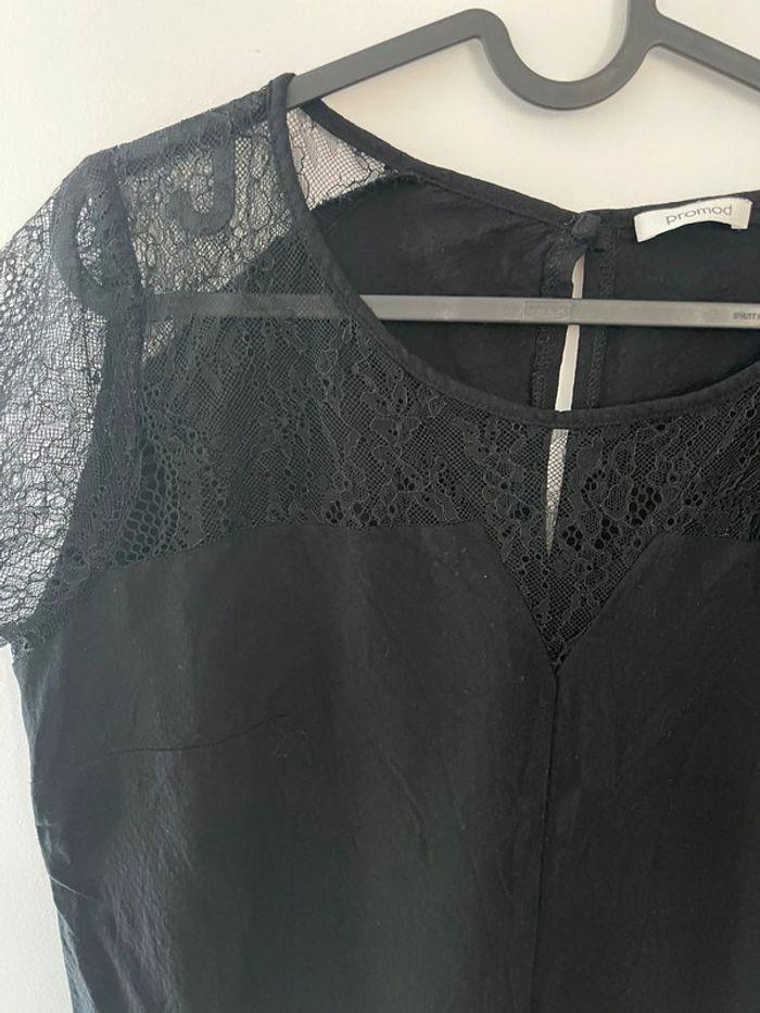 Blouse manche 3/4 noir à dentelle - photo numéro 2