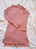 Pull tunique fin fendu rose