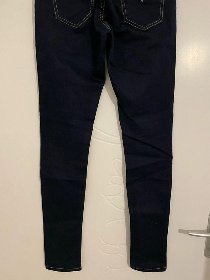 Pantalon bleu foncé extensible taille haute ultra skinny bouton dos R Jonaco taille M - photo numéro 6