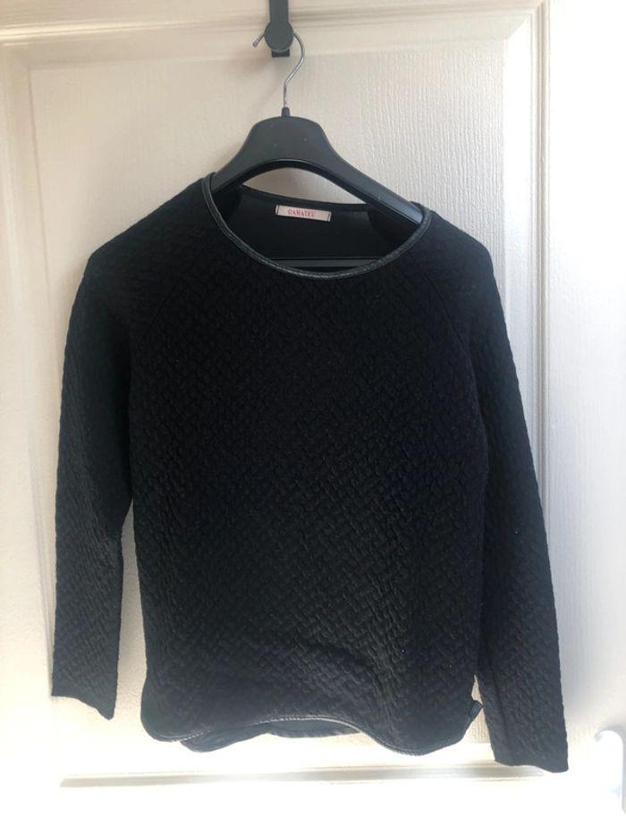 Pull bi matière noir camaïeu taille 1 - photo numéro 1