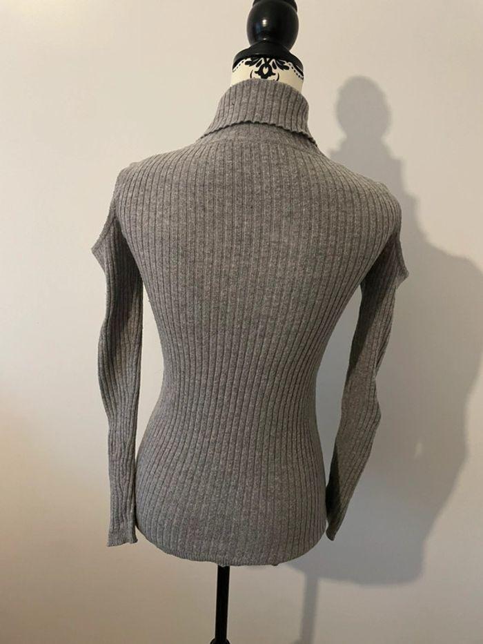 Pull col roulé a cote extensible gris épaule ouverte atmosphère taille 36 - photo numéro 6