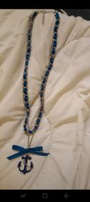 Collier ancre bateau bleu