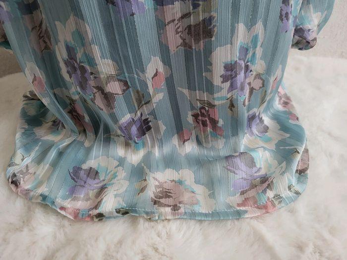 Blouse voile fleuri menthe aquarelle lady lol taille 48 - photo numéro 5