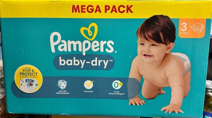 Pampers Baby dry taille 3 mega pack ( 112 couches) code promo CADEAU30 - photo numéro 1