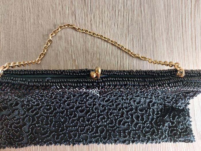 Sac pochette noir perles chaîne dorée - photo numéro 6