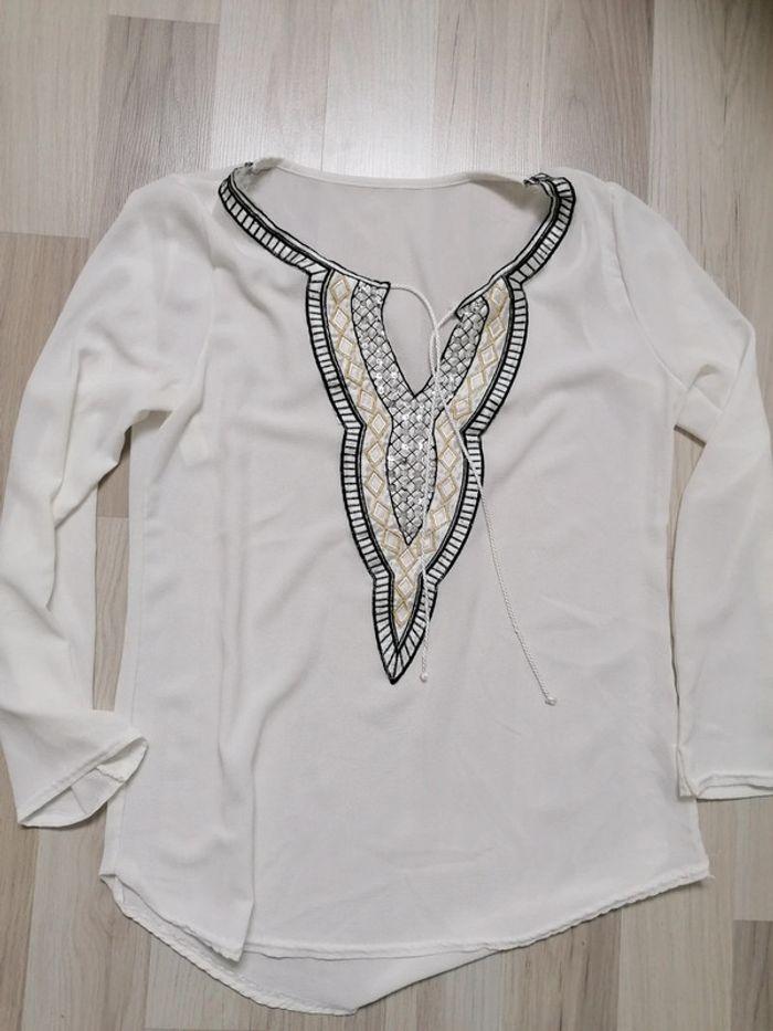 Blouse chemise blanche strass - photo numéro 1