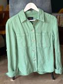 Chemise Caroll Paris en lin et coton vert clair, taille XS/S oversize