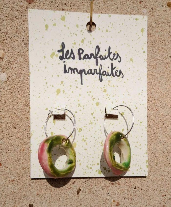 Boucles d'oreilles pendantes céramique - photo numéro 1