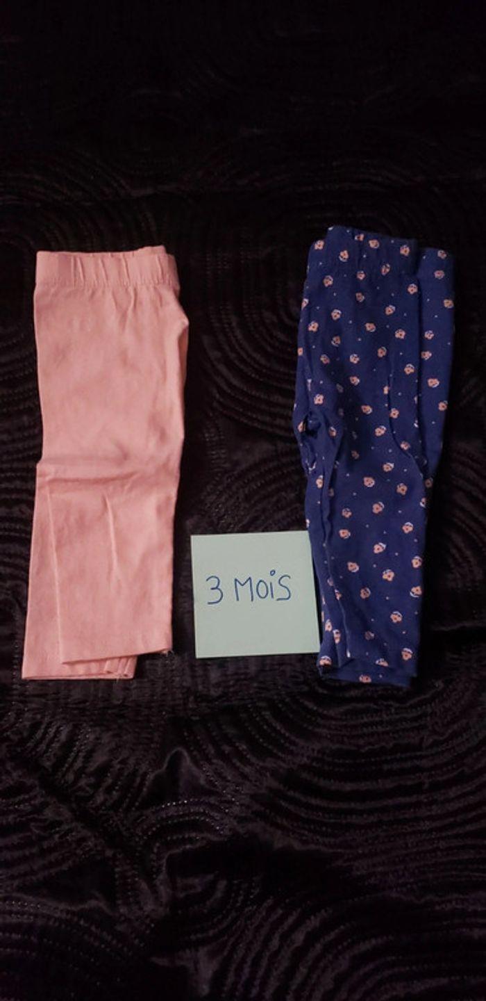 Lot 2 leggings 3 mois fille - photo numéro 1