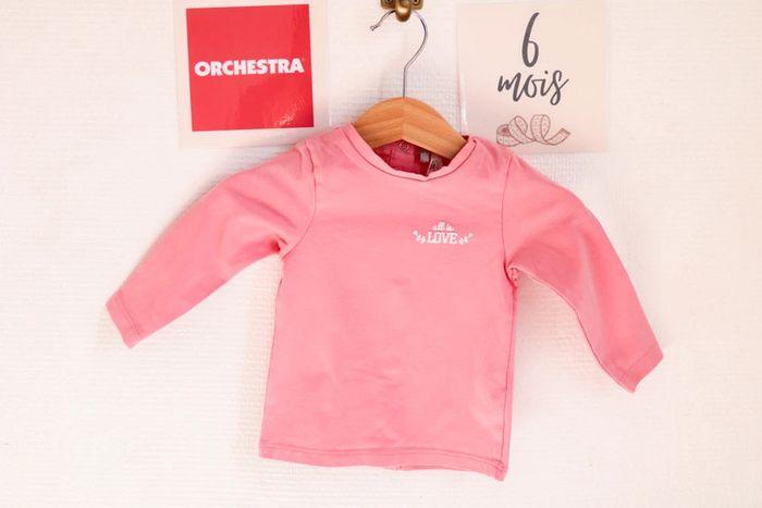 T-shirt manches longues rose, Orchestra, 6 mois - photo numéro 1