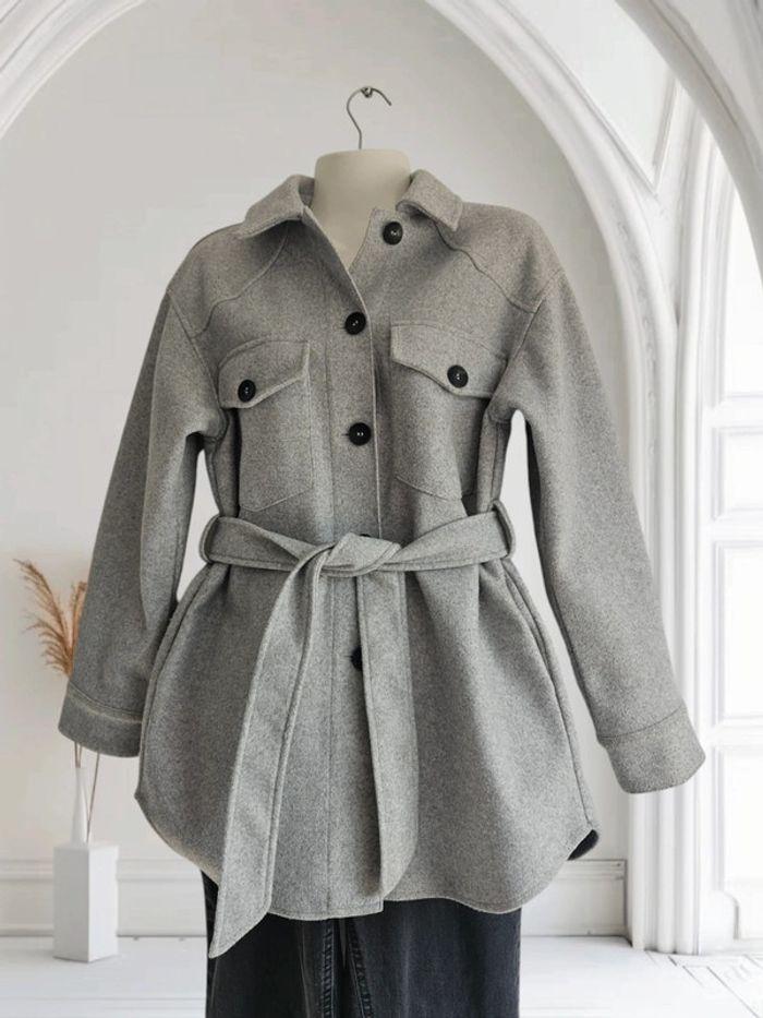 Caban coupe ceinturée - gris clair - Zara - photo numéro 2