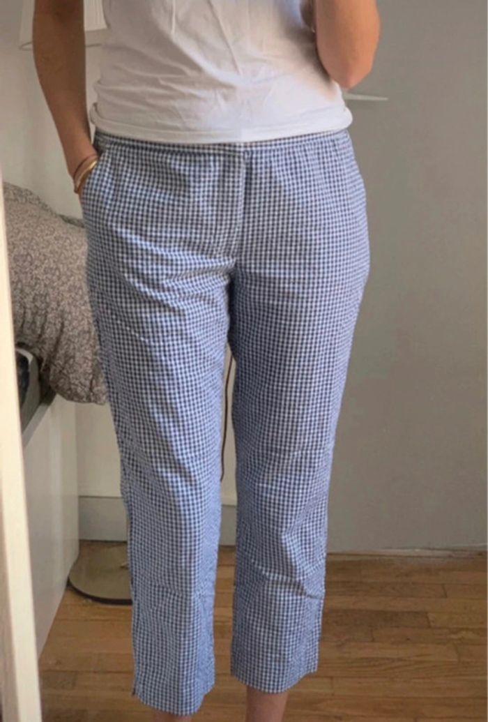 Pantalon à carreaux bleu et blanc - photo numéro 1