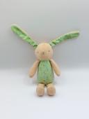 Peluche doudou lapin beige vert KLORANE l’âme botanique 20/30 cm fleurs jaunes