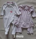 lot de 2 pyjamas velours fille - obaïbi  / Sucre d'orge - 3 mois