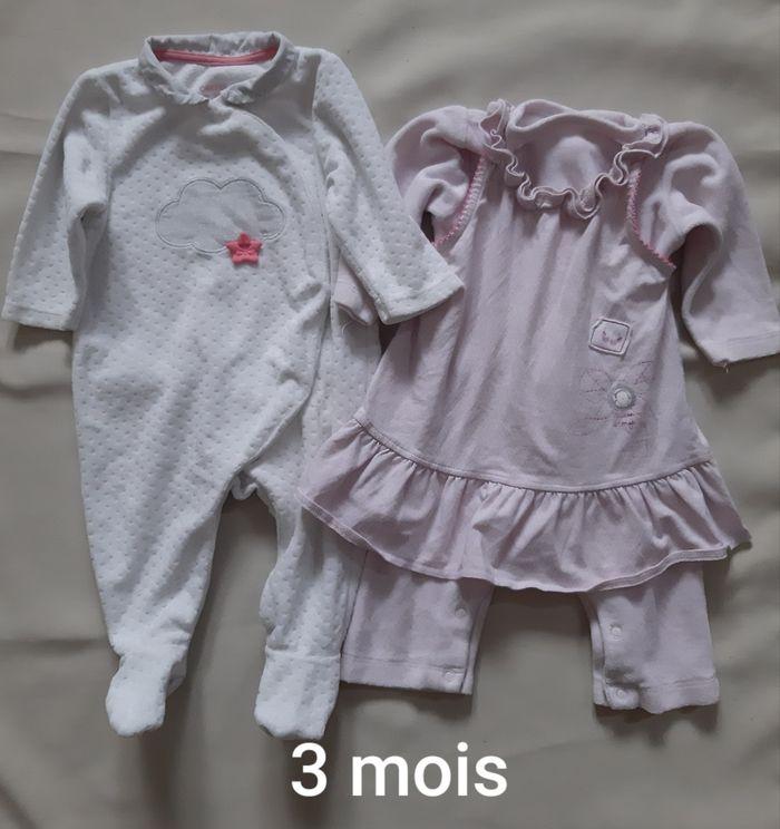 lot de 2 pyjamas velours fille - obaïbi  / Sucre d'orge - 3 mois - photo numéro 1