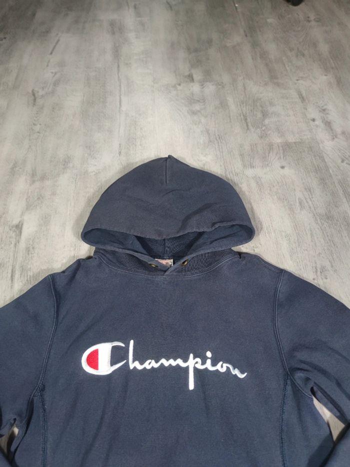 Sweat à Capuche Champion Bleu Marine Logo Brodé Taille S Homme - photo numéro 2