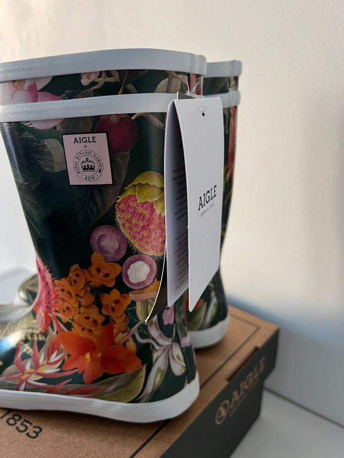 27 bottes pluie aigle fleurs vertes - photo numéro 2