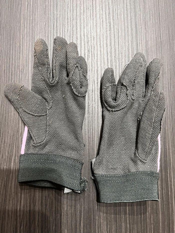 Gants d’équitation rose et gris - photo numéro 2