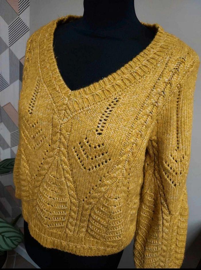 Pull jaune grosses mailles MNG Taille S - photo numéro 2