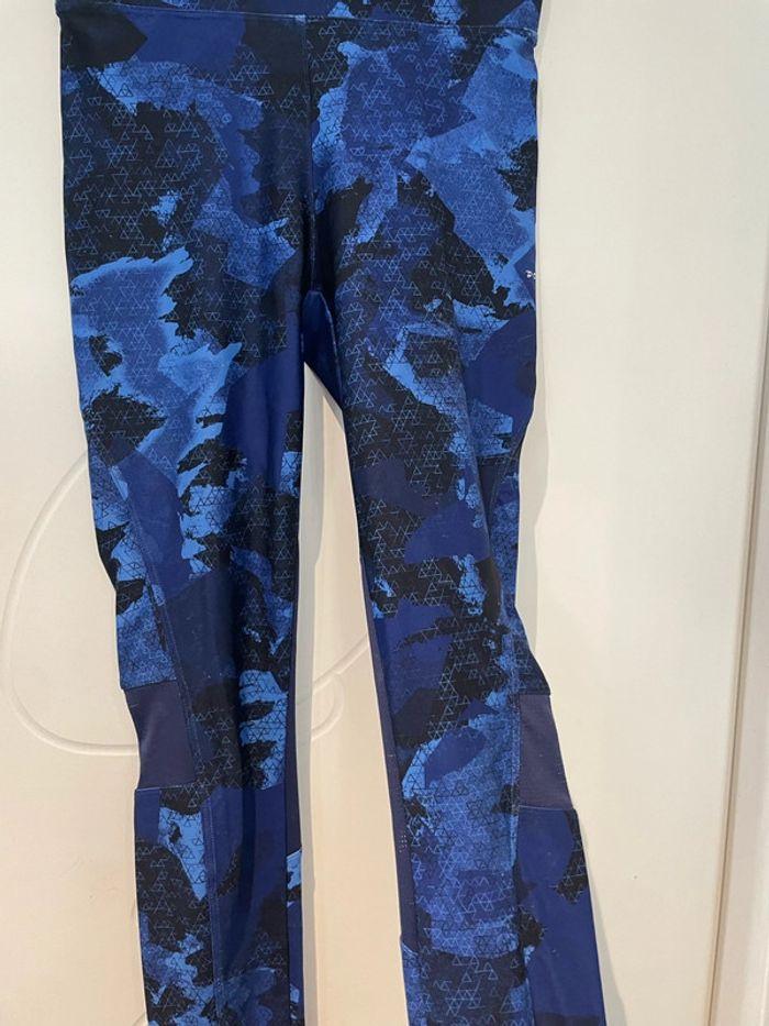 Legging de sport skinny taille haute bleu à motifs bleu marine aération intégré domyos taille 36 - photo numéro 2