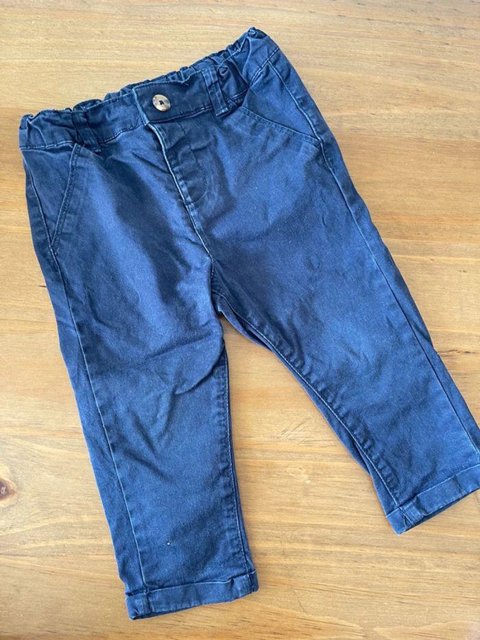 Pantalon chino bleu foncé Kiabi 86cm - photo numéro 1