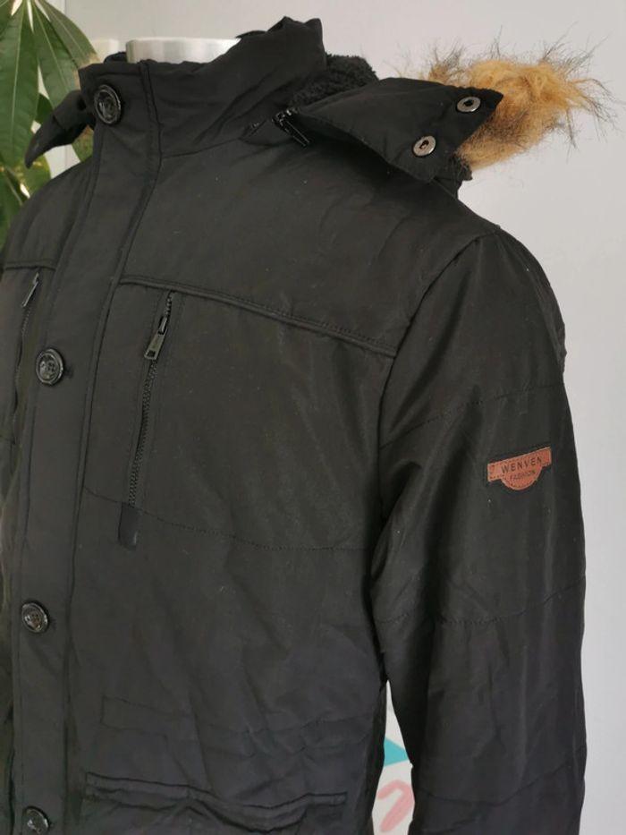 Manteau d'hiver à capuche, parka coupe-vent noire Wenven Taille M - photo numéro 4