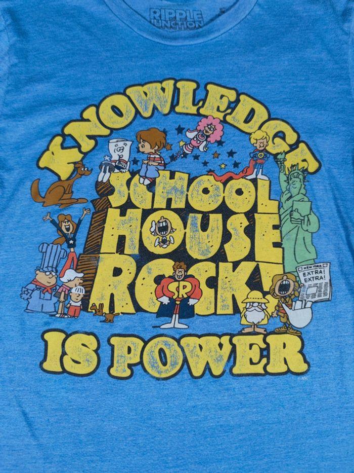 T-shirt School House Rock Knowledge Is Power Licence Ripple Junction Vintage Bleu Taille S Homme - photo numéro 2