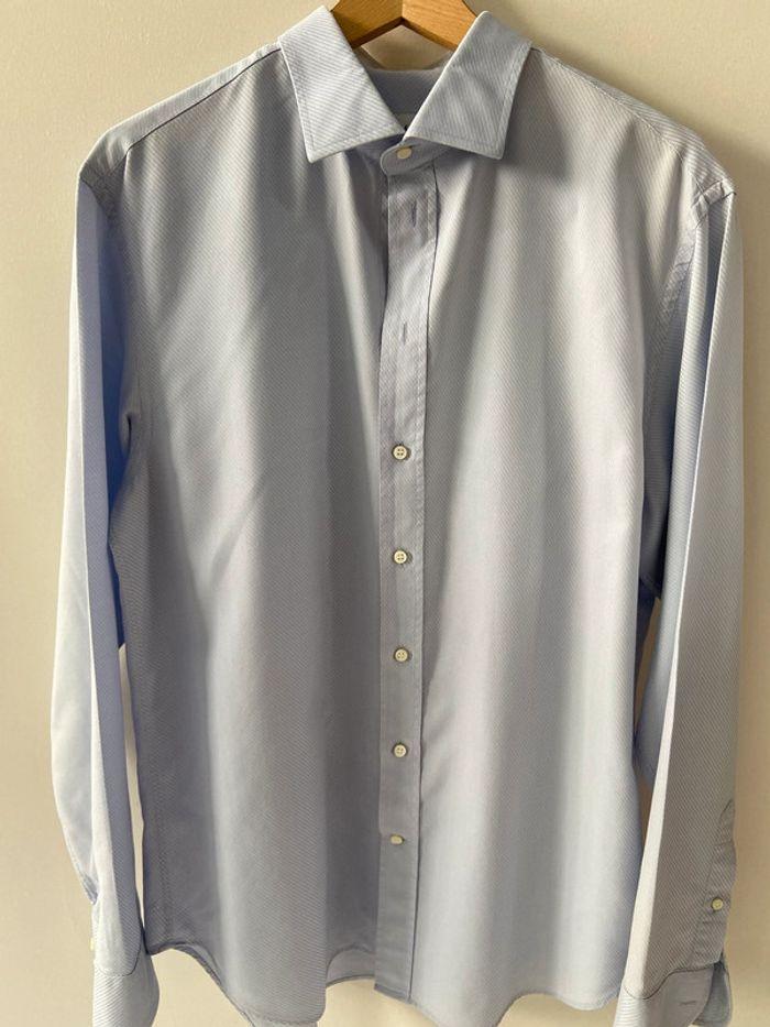 Chemise homme Armani Collezioni luxury bleu ciel 42 161/2 comme neuve - photo numéro 1