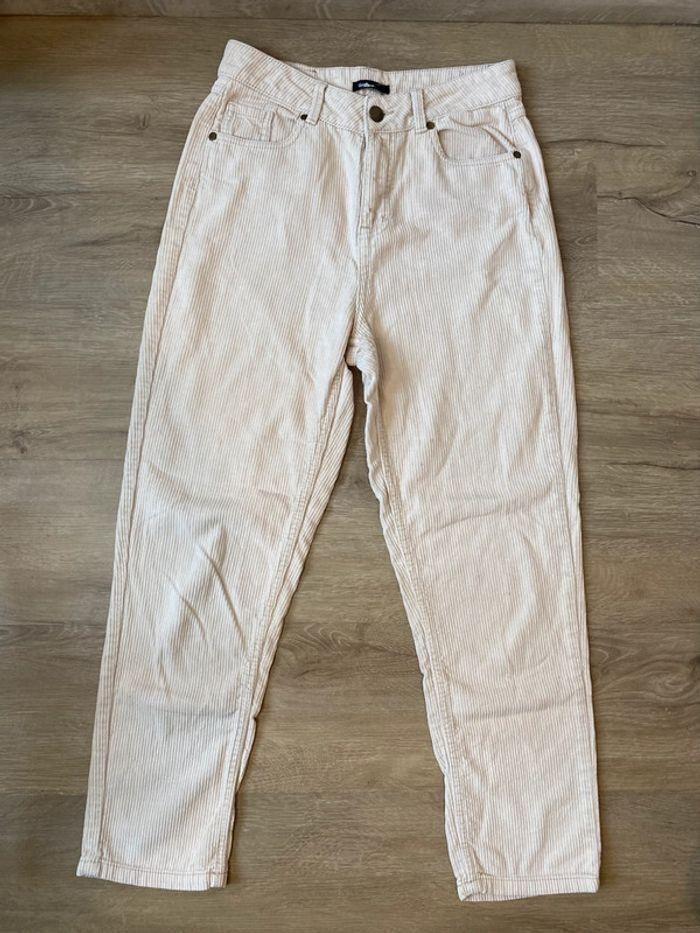 Pantalon Mom velours côtelé crème taille 34/XS Bizzbee - photo numéro 4