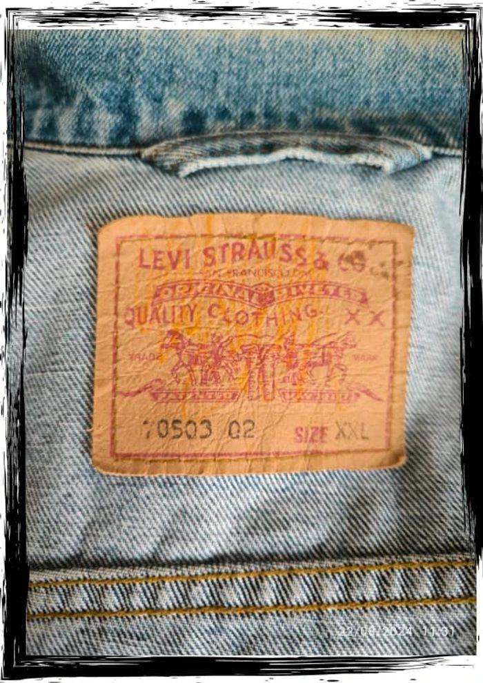 Veste en jeans  bleu clair Levi's vintage taille xxl - photo numéro 7