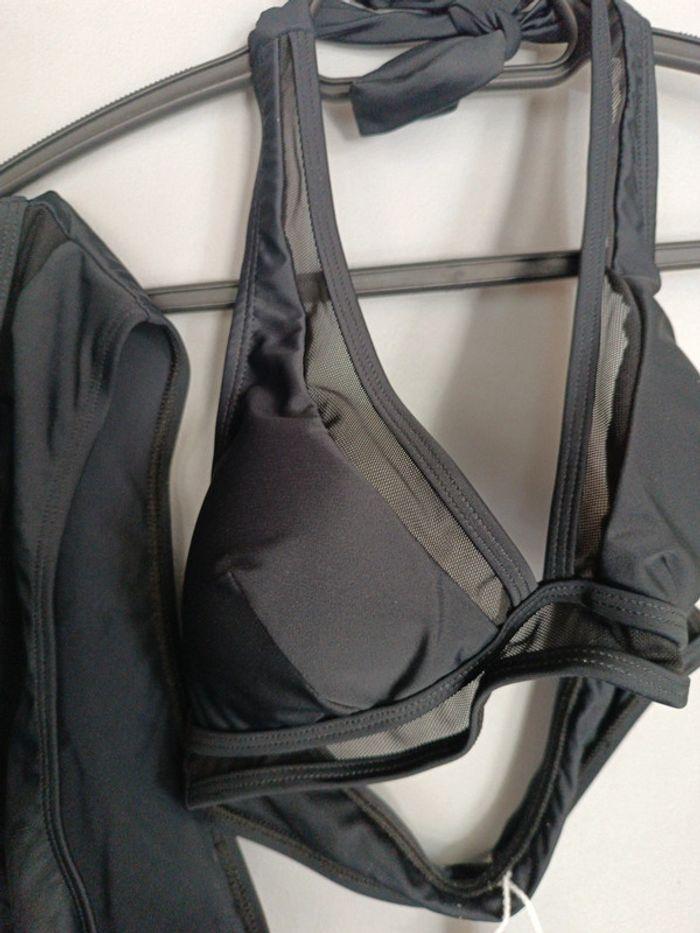 Maillot bain 2 pièces noir black basic simple cupshe s 36 noué nuque neuf swim bikini - photo numéro 2