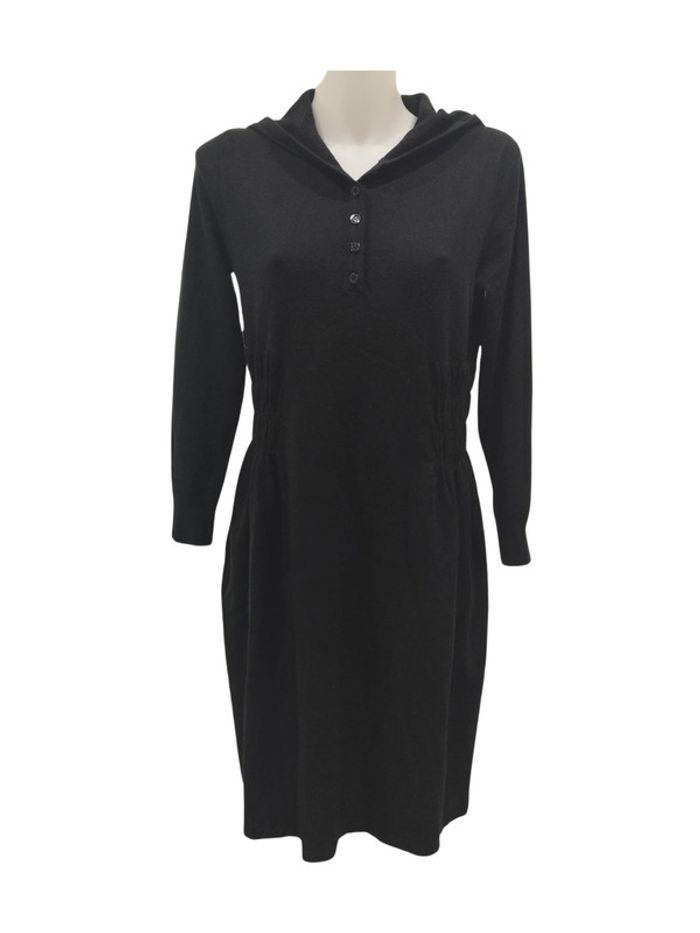 Robe noir en laine cachemire et  à capuche - Melany - XL - photo numéro 1