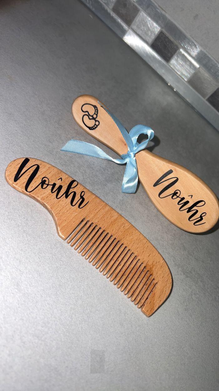 Lot brosse + peigne en bois personnalisés - photo numéro 5